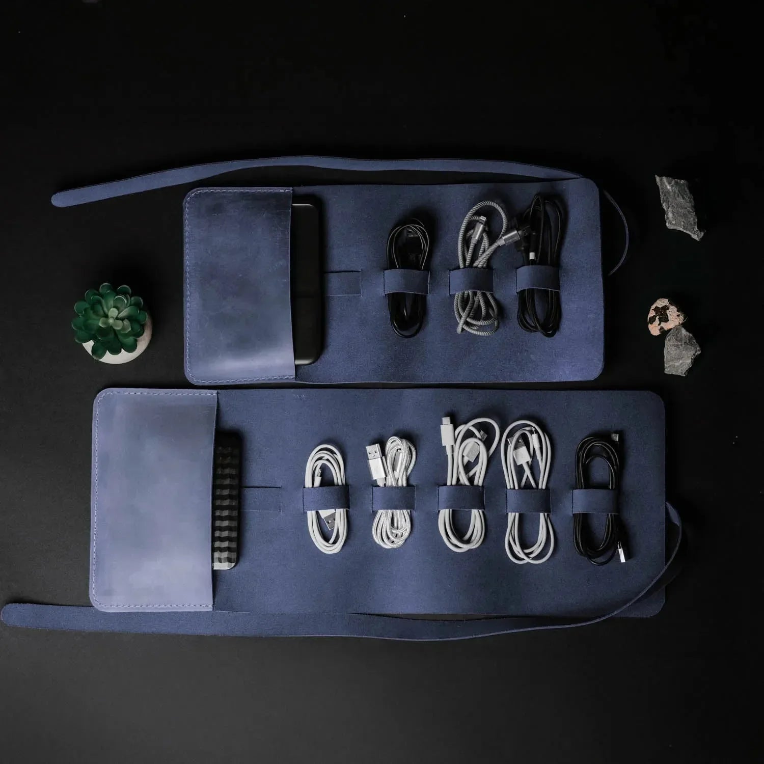 Waxed Leather Roll-Up Organizer – Cables & Tools Wrap