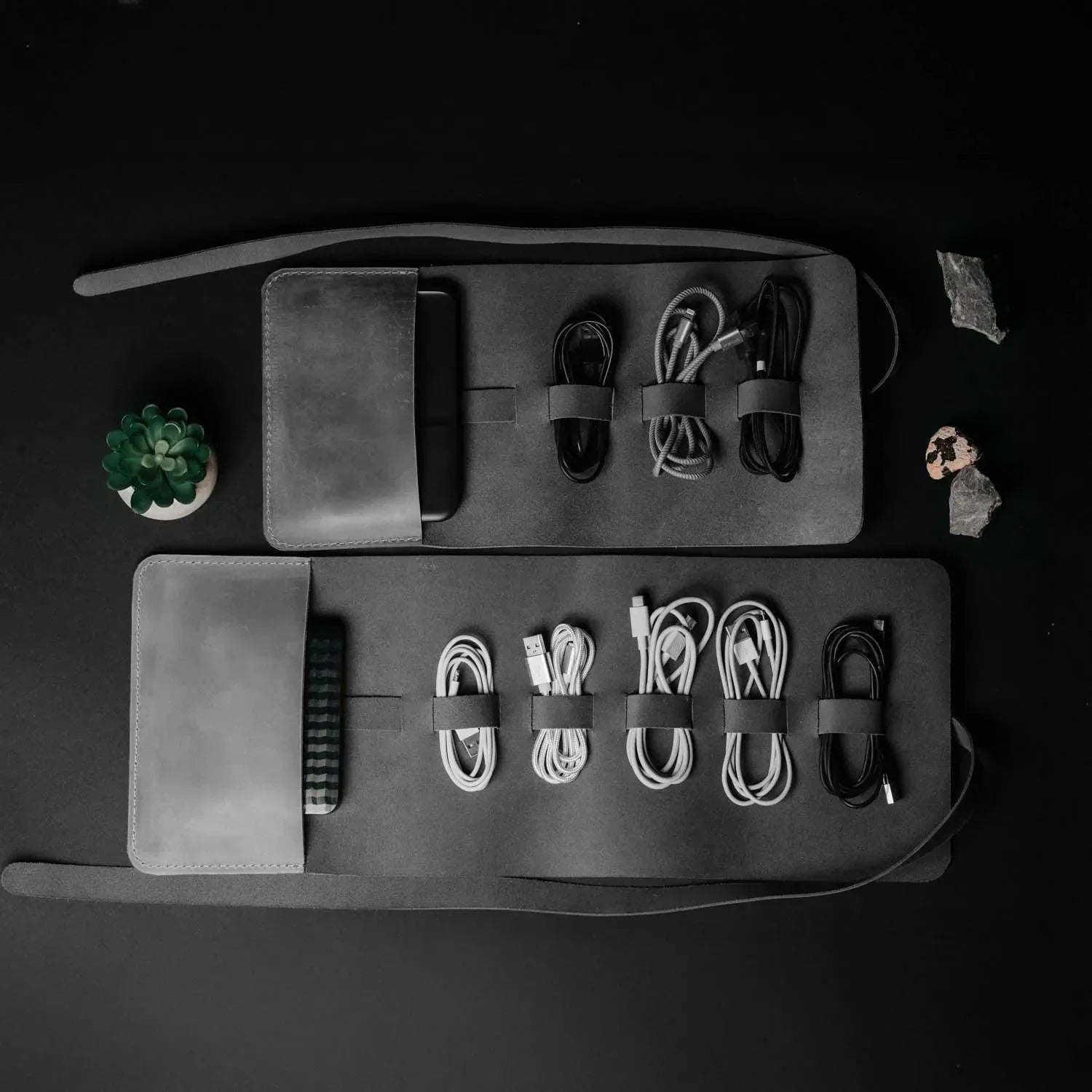 Waxed Leather Roll-Up Organizer – Cables & Tools Wrap