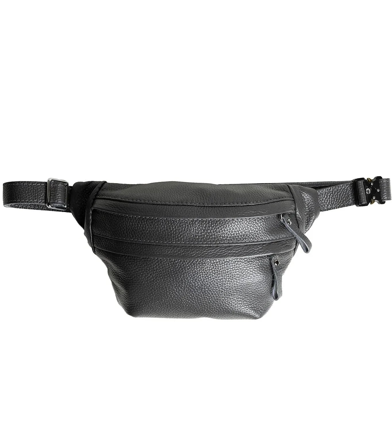 Grainy Leather Waist Bag with Zipper | B-Bag