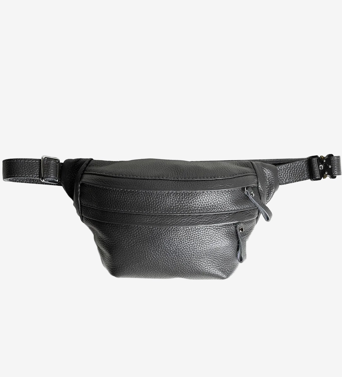 Grainy Leather Waist Bag with Zipper | B-Bag