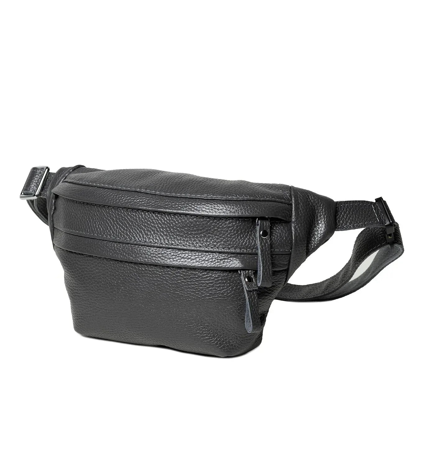 Grainy Leather Waist Bag with Zipper | B-Bag