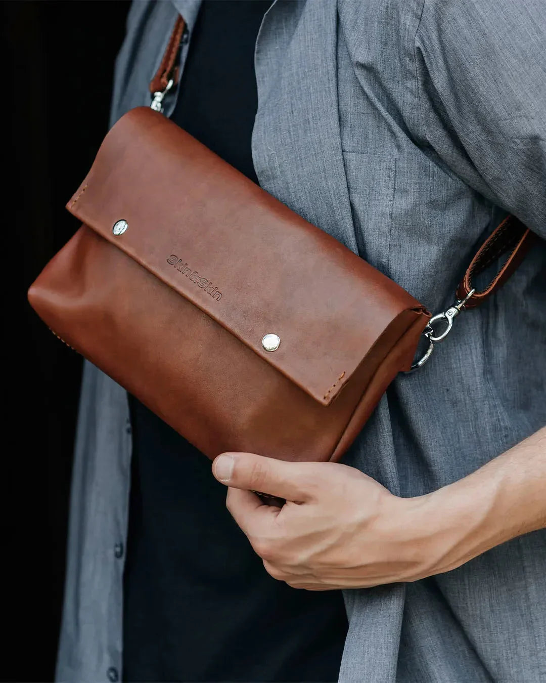 3-in-1 Convertible Leather Bag for Men – Crossbody, Waist Bag & Clutch