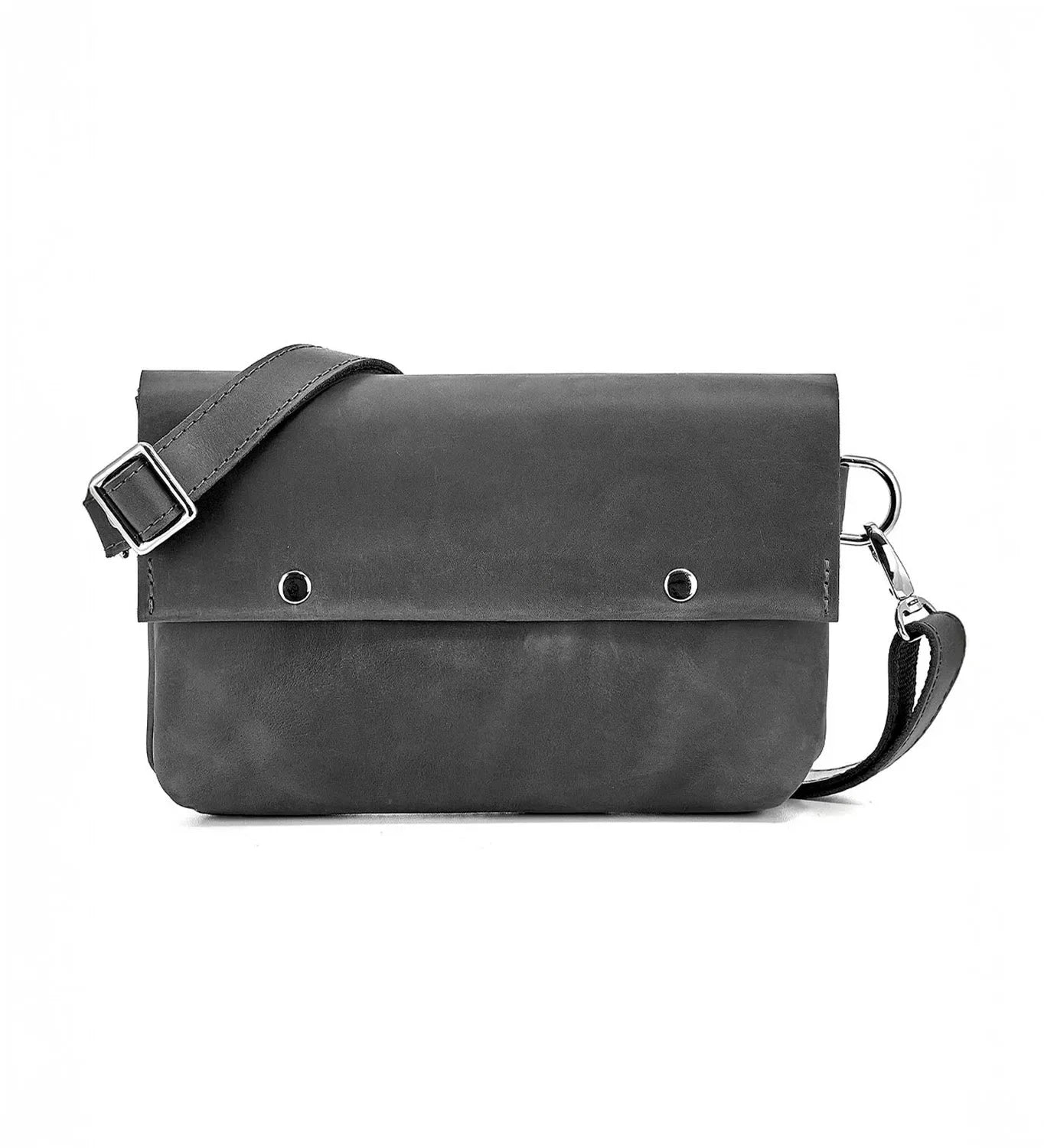 Matte Waxed Leather Unisex Crossbody Bag - Convertible to Waist bag, Clutch