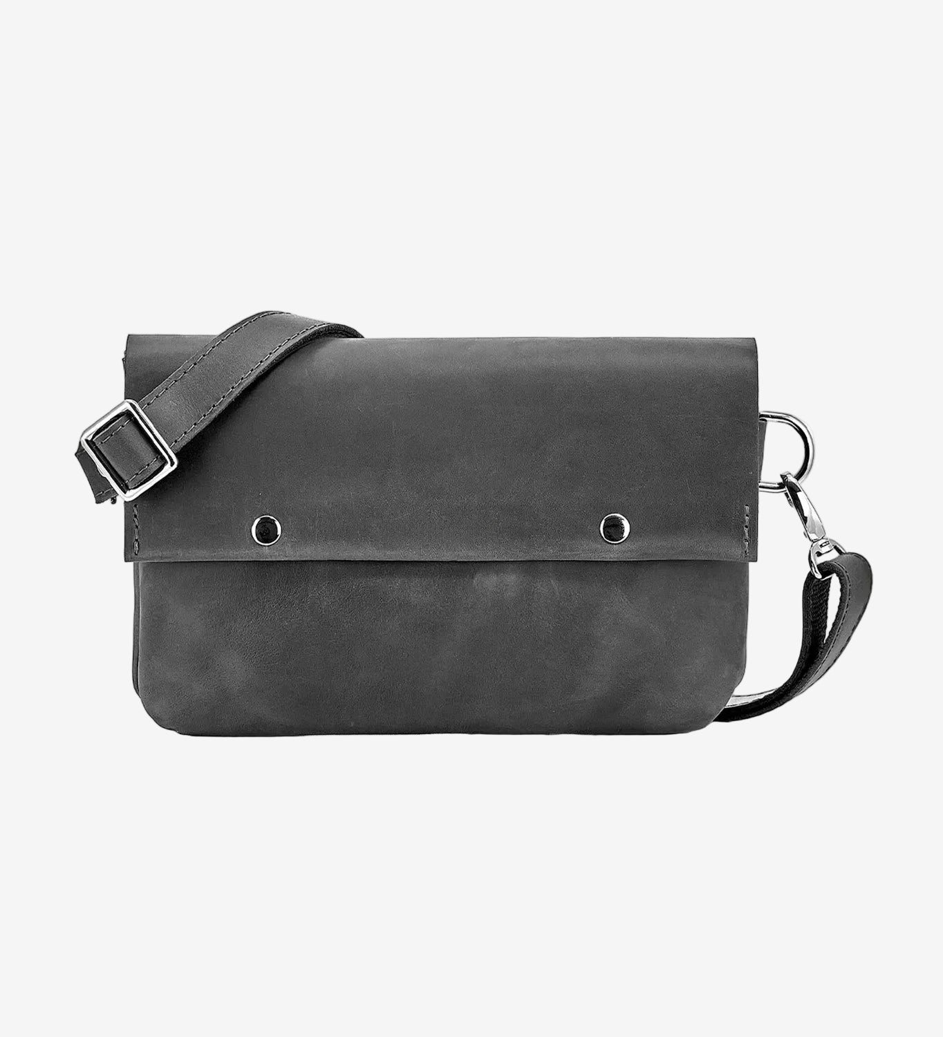 Matte Waxed Leather Unisex Crossbody Bag - Convertible to Waist bag, Clutch