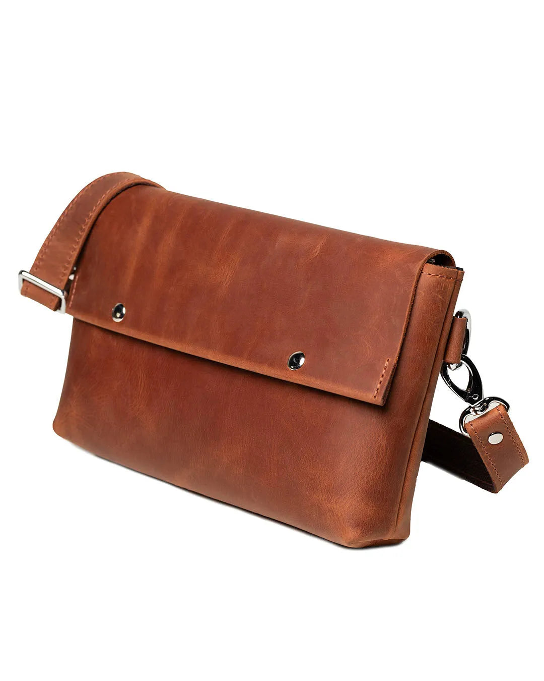 Matte Waxed Leather Unisex Crossbody Bag - Convertible to Waist bag, Clutch