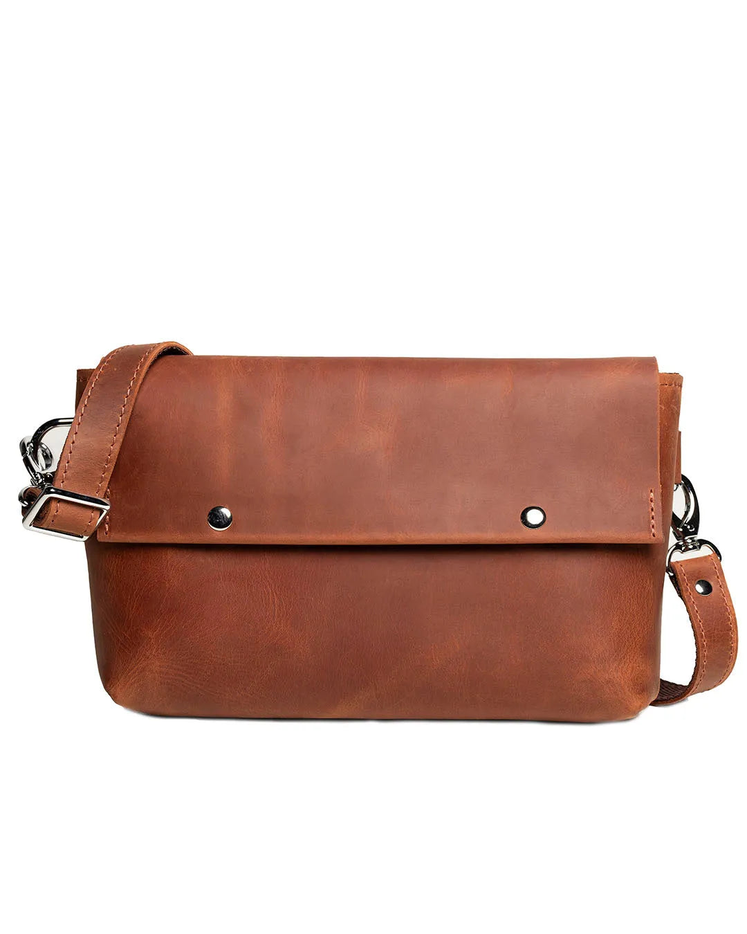 Matte Waxed Leather Unisex Crossbody Bag - Convertible to Waist bag, Clutch
