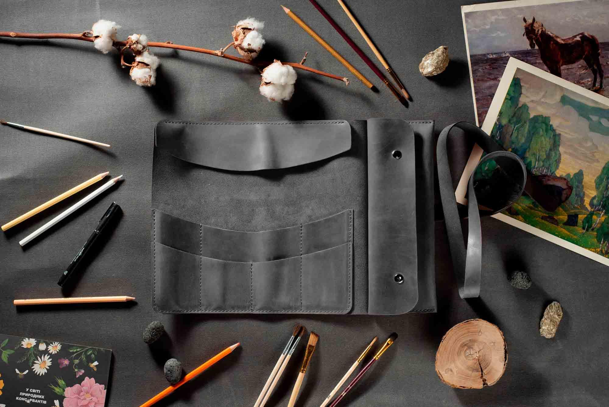Artist’s Brush and Tool Roll – Handmade in Waxed Leather