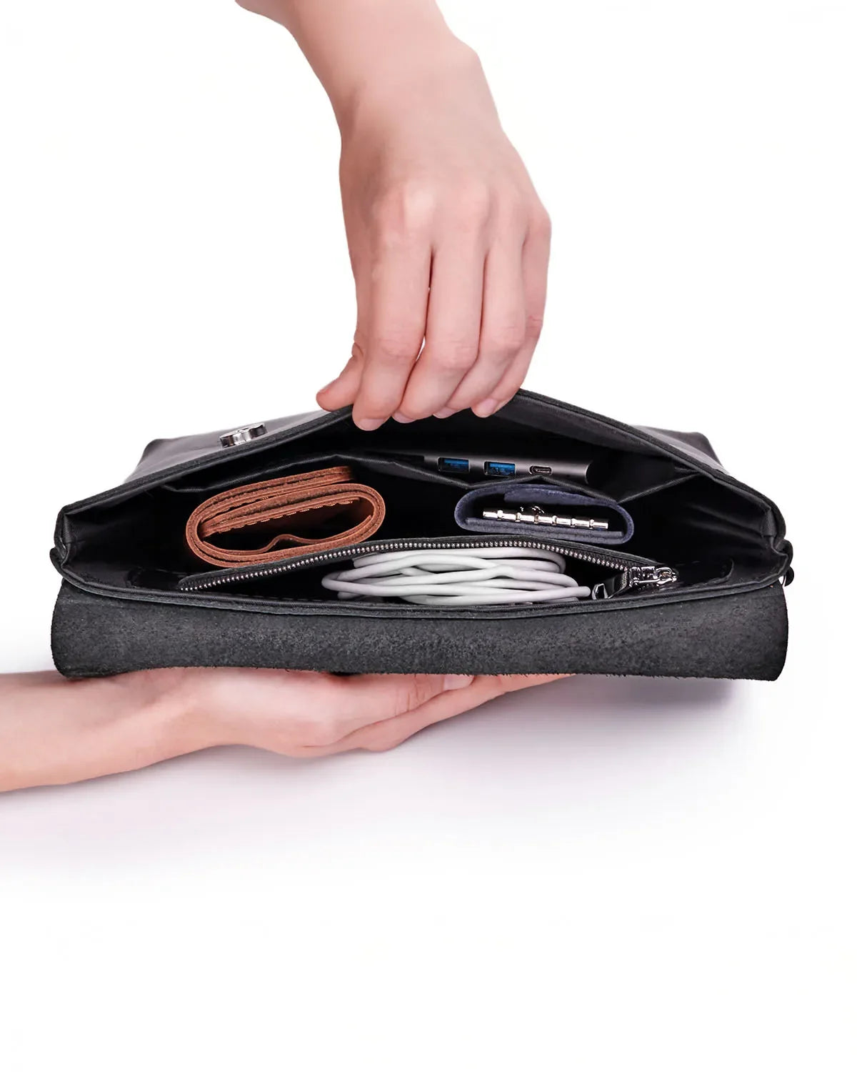 Matte Waxed Leather Unisex Crossbody Bag - Convertible to Waist bag, Clutch