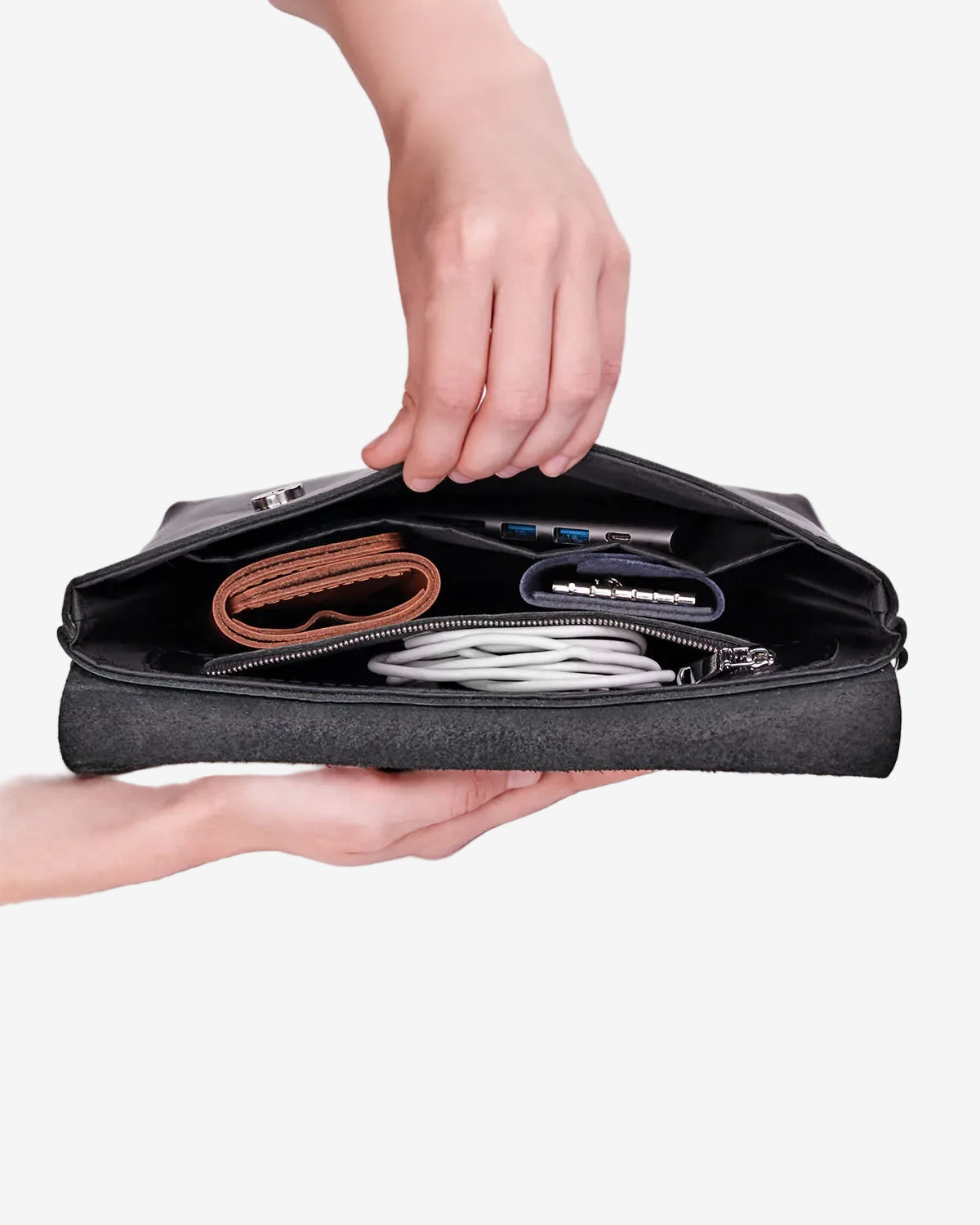 Matte Waxed Leather Unisex Crossbody Bag - Convertible to Waist bag, Clutch
