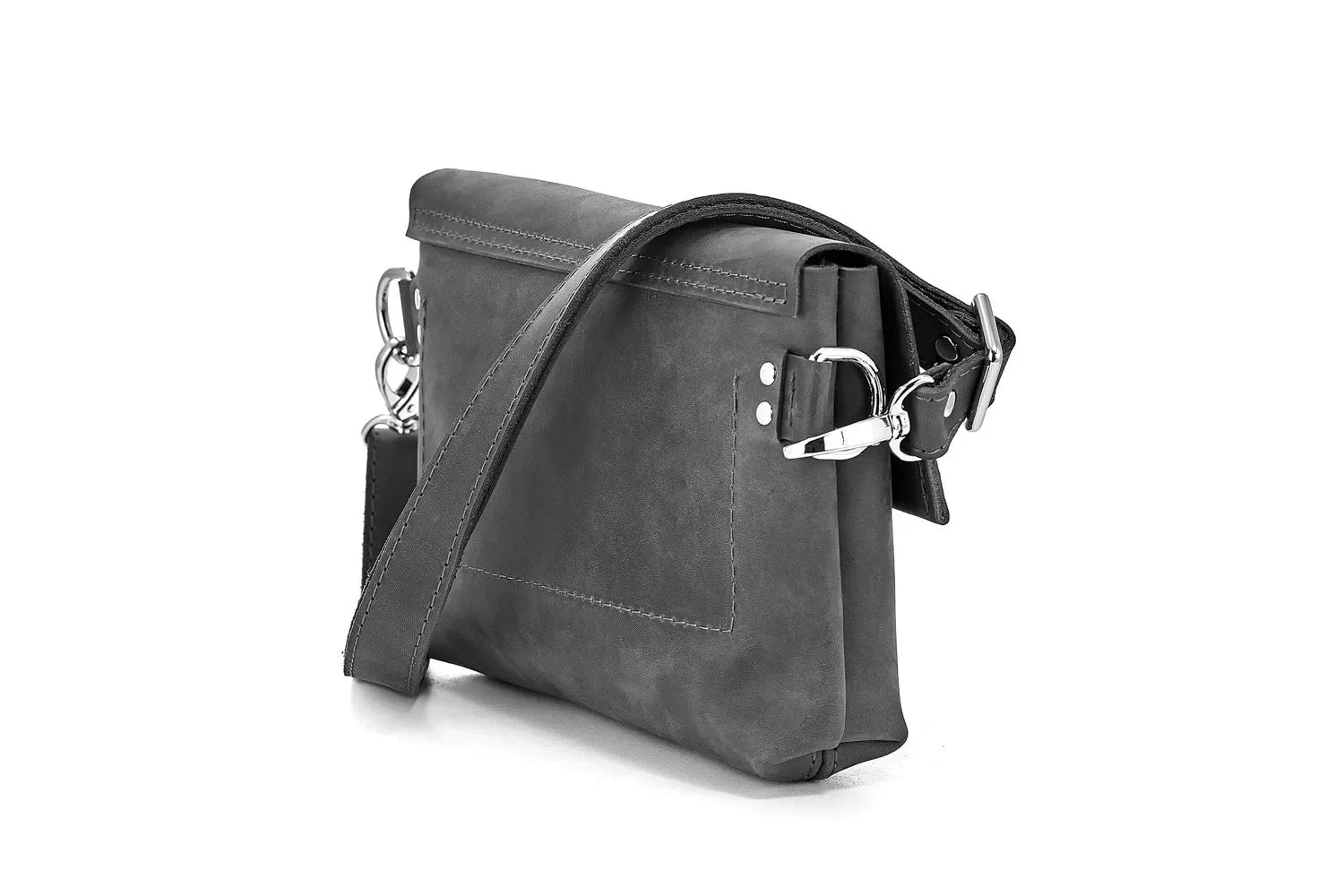 Men's Leather Crossbody Bag L | Matte Smoky Grey - Wenderfarer