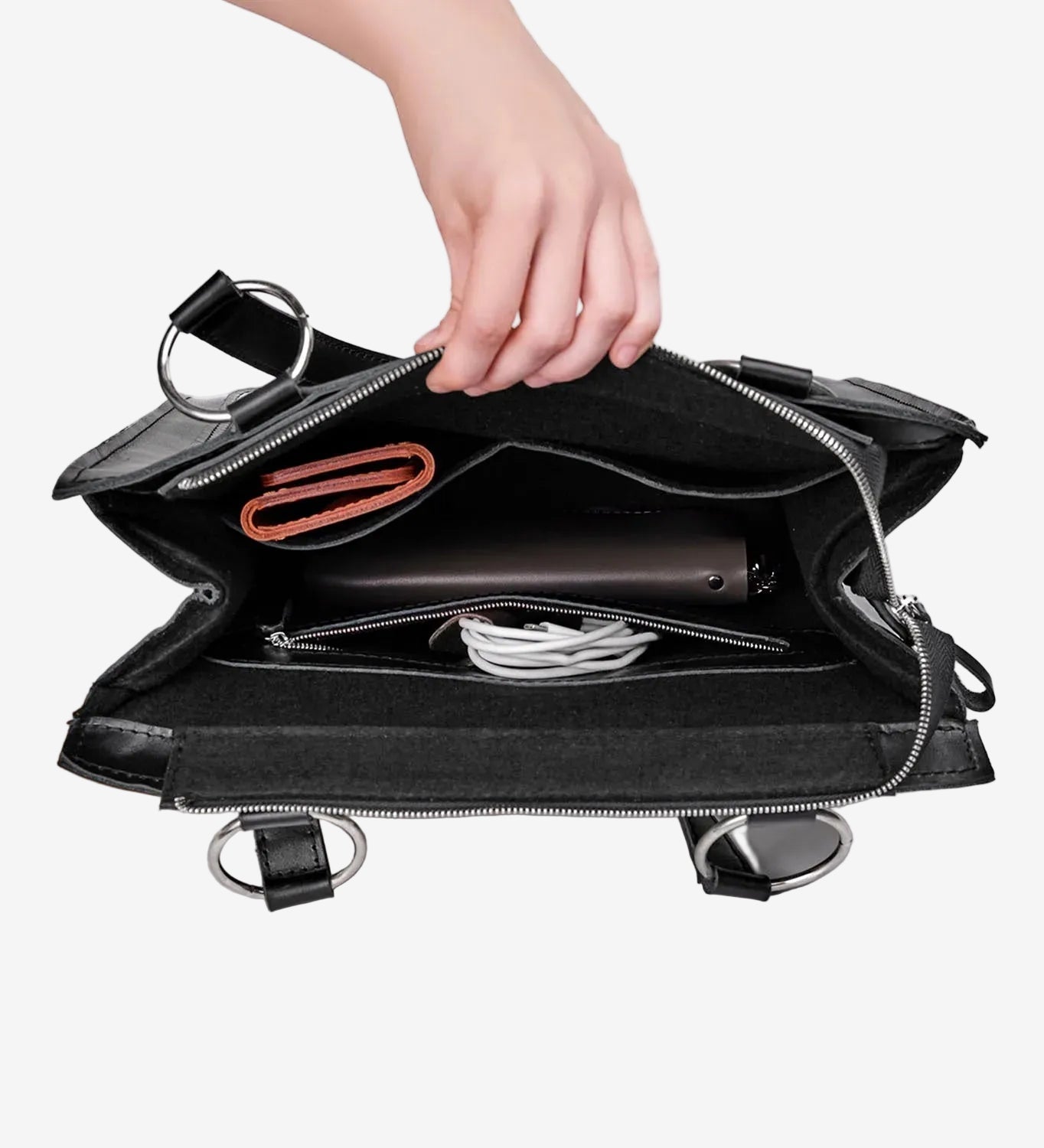 Smooth Leather Tote Bag with Handle | Confident