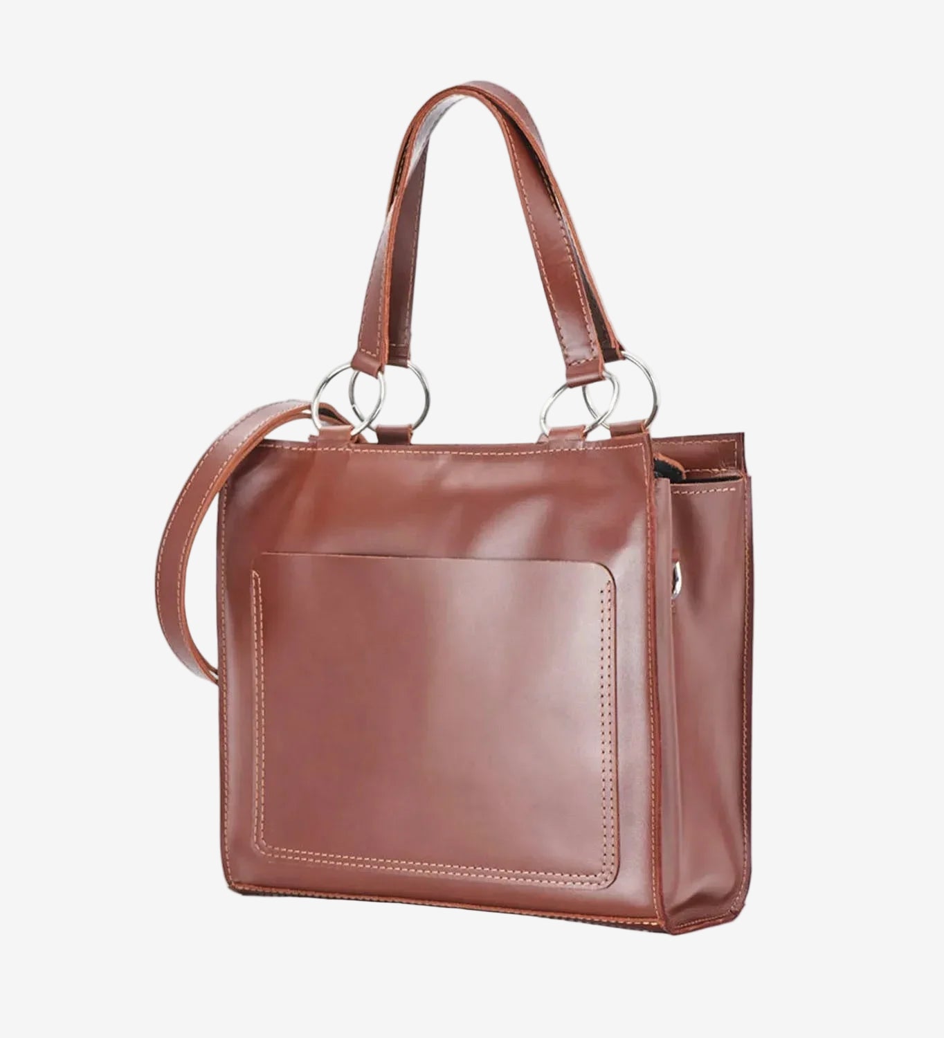 Smooth Leather Tote Bag with Handle | Confident