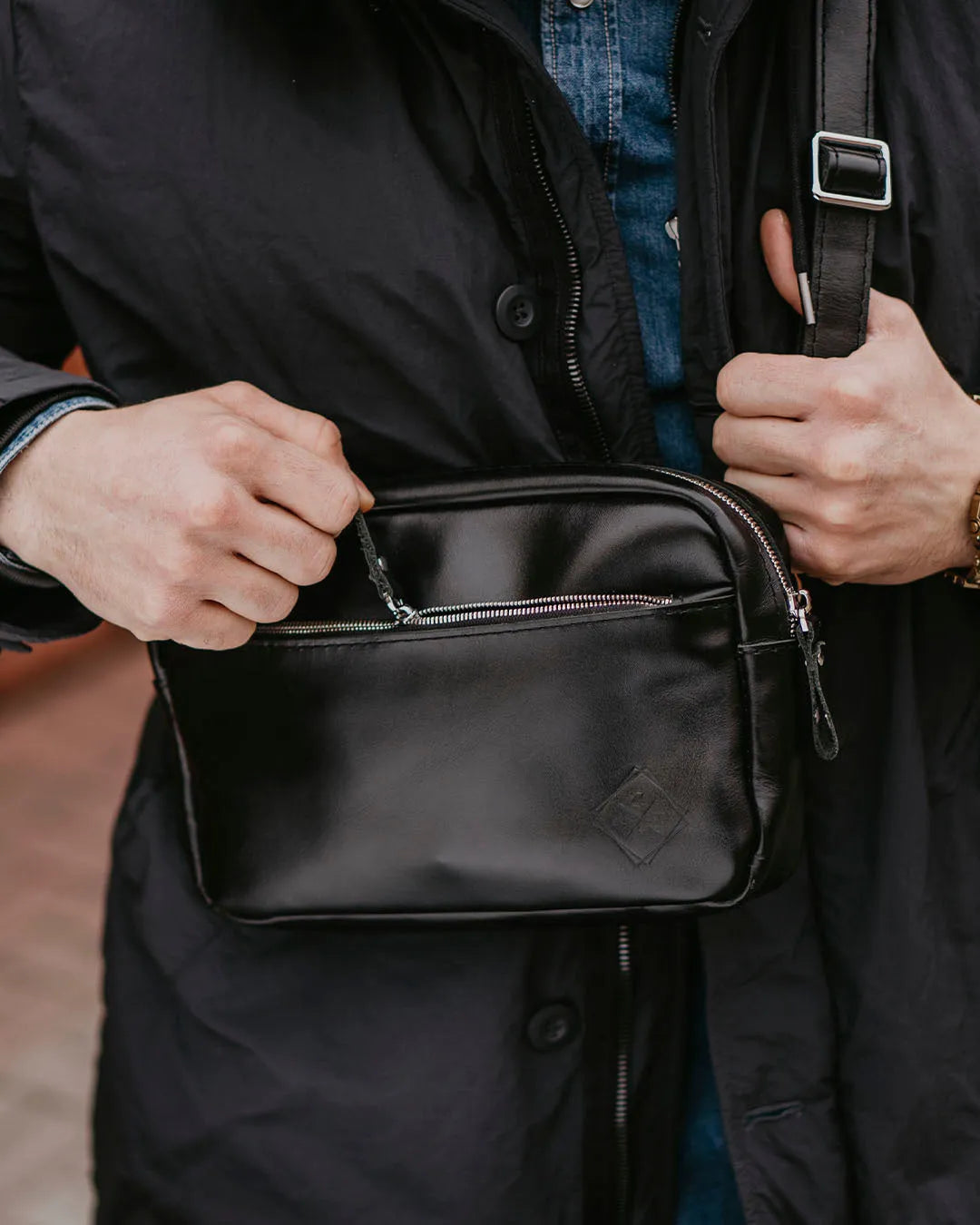 Zippered Leather Crossbody & Waist Bag | Orson
