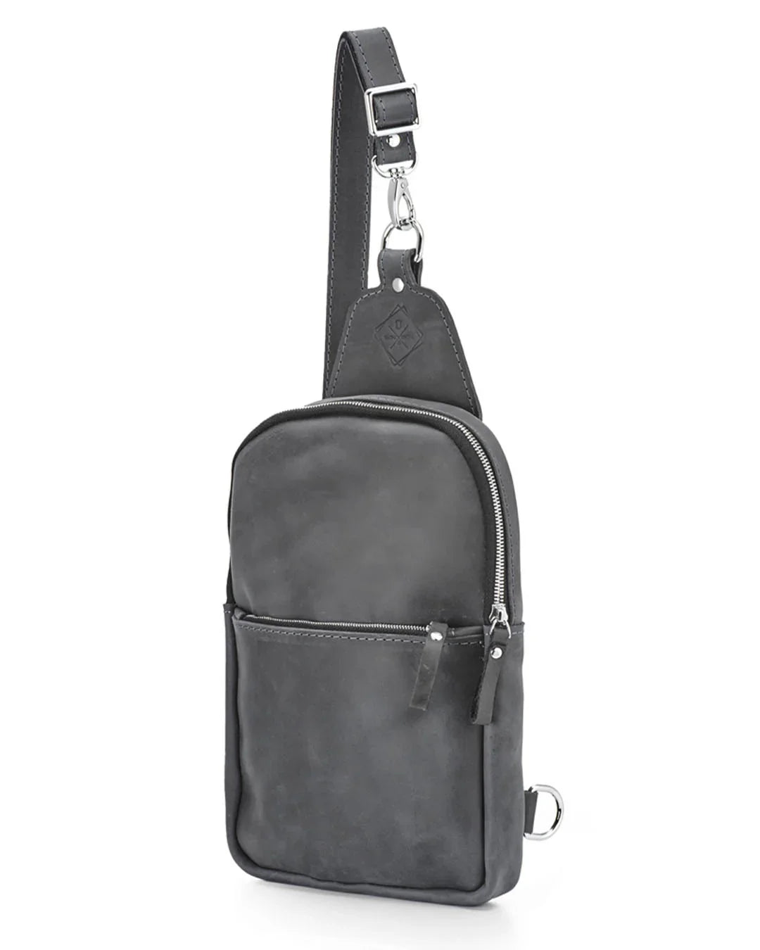 Matte Waxed Leather Sling Bag – Slim Crossbody & Semi-Backpack