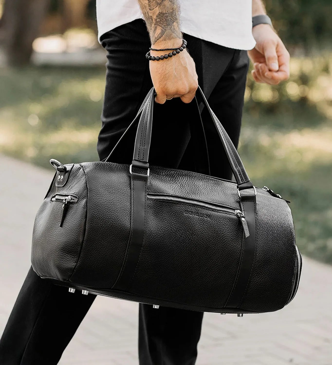 Full Grain Leather Gym & Overnight Bag – Weekender Duffel