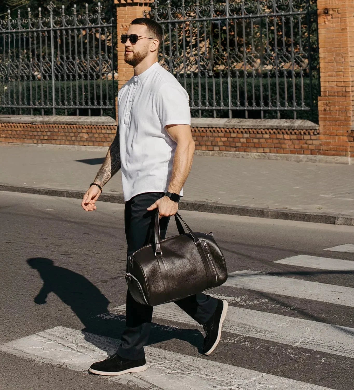 Full Grain Leather Gym & Overnight Bag – Weekender Duffel