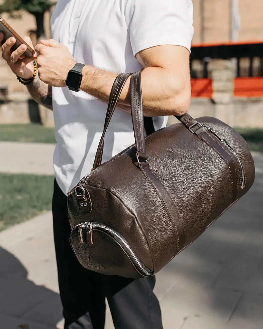 Full Grain Leather Gym & Overnight Bag – Weekender Duffel