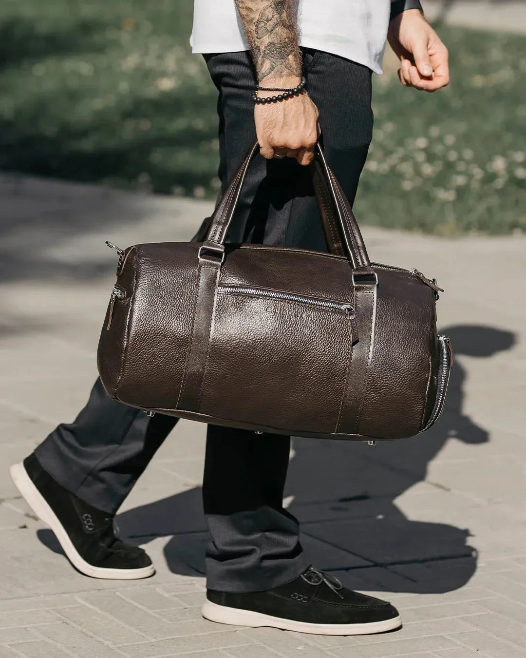 Full Grain Leather Gym & Overnight Bag – Weekender Duffel