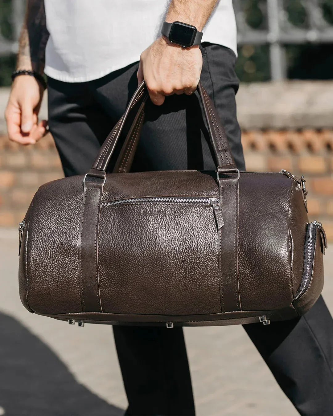 Full Grain Leather Gym & Overnight Bag – Weekender Duffel