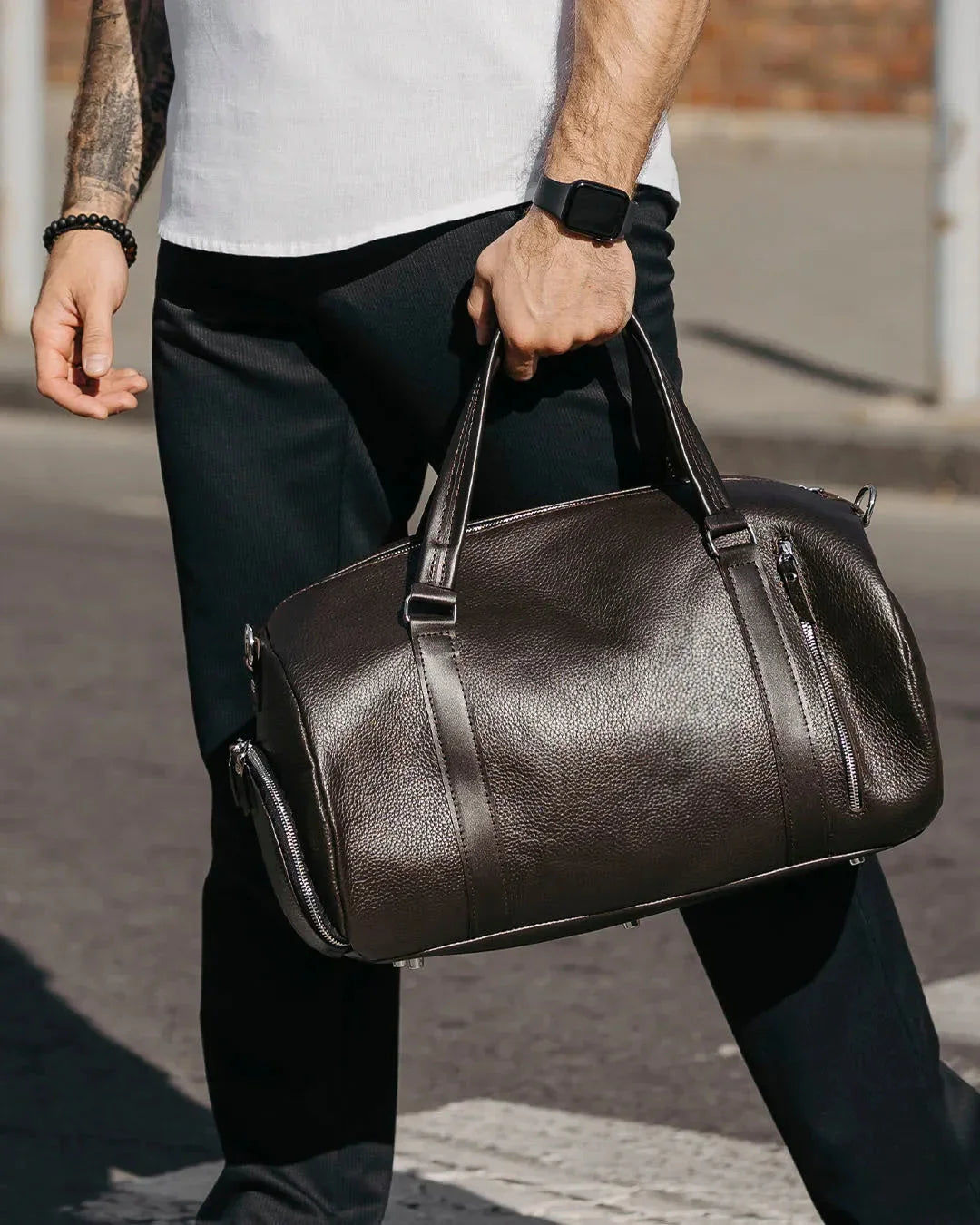 Full Grain Leather Gym & Overnight Bag – Weekender Duffel