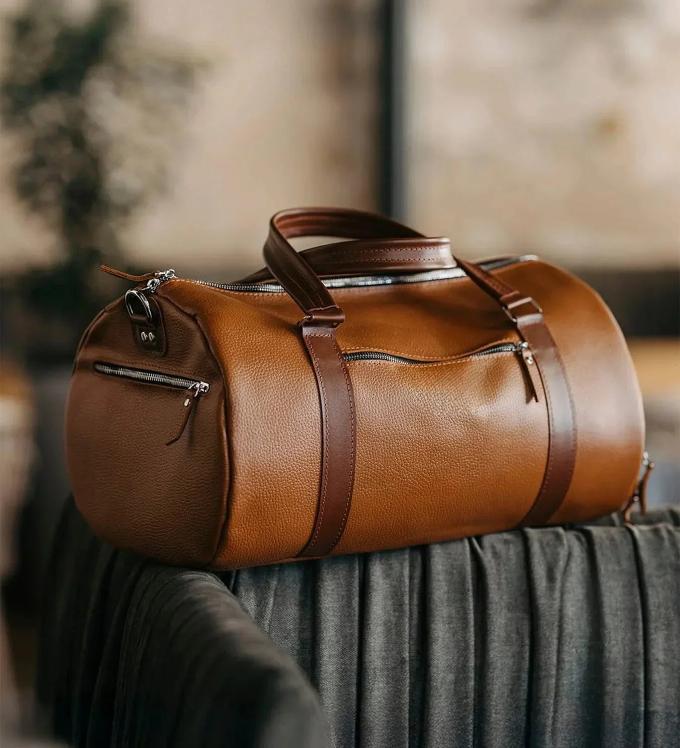 Full Grain Leather Gym & Overnight Bag – Weekender Duffel