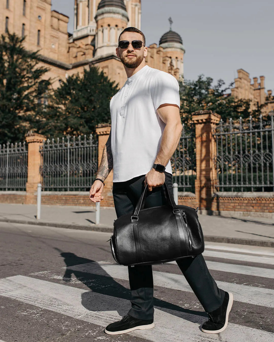 Full Grain Leather Gym & Overnight Bag – Weekender Duffel