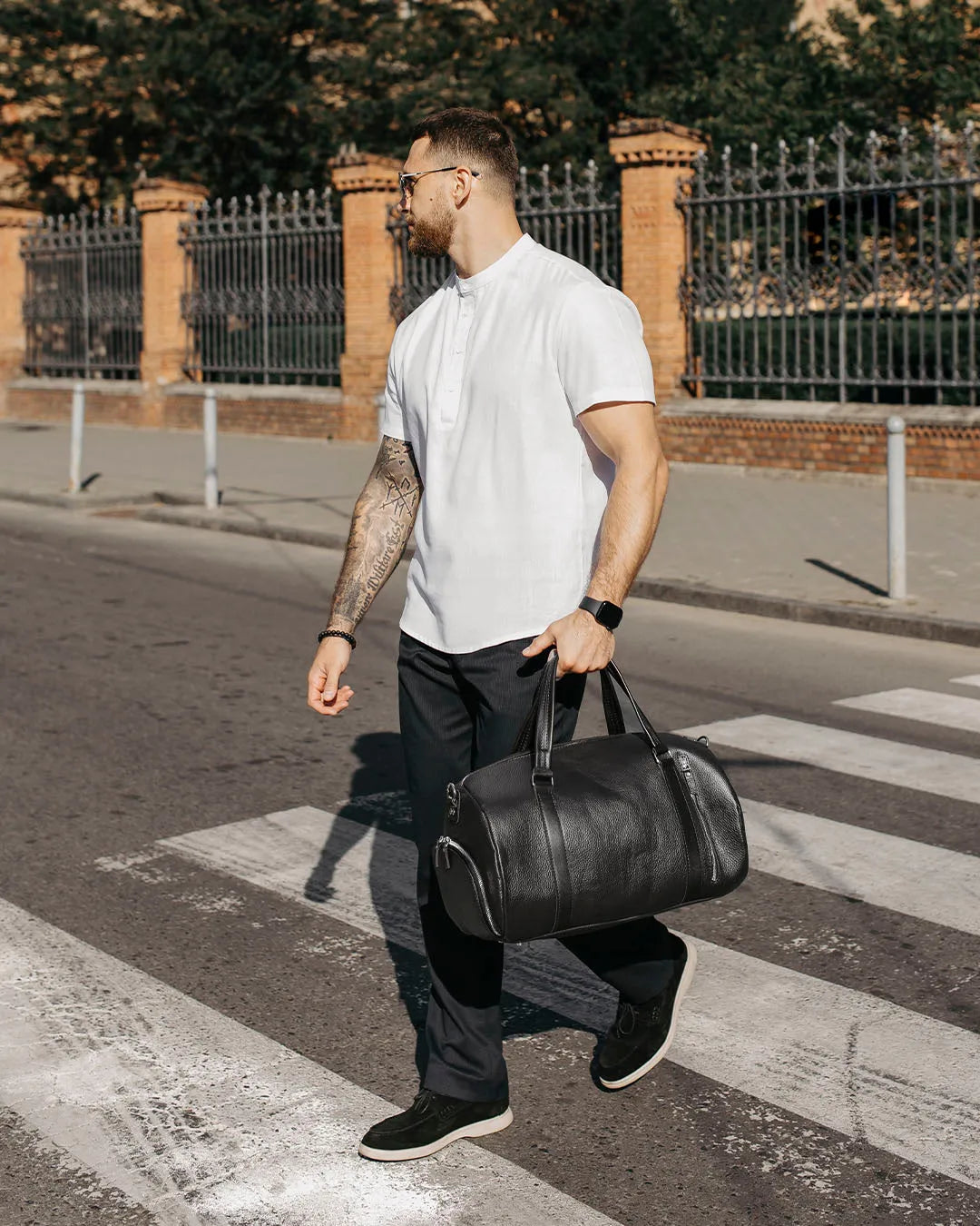 Full Grain Leather Gym & Overnight Bag – Weekender Duffel