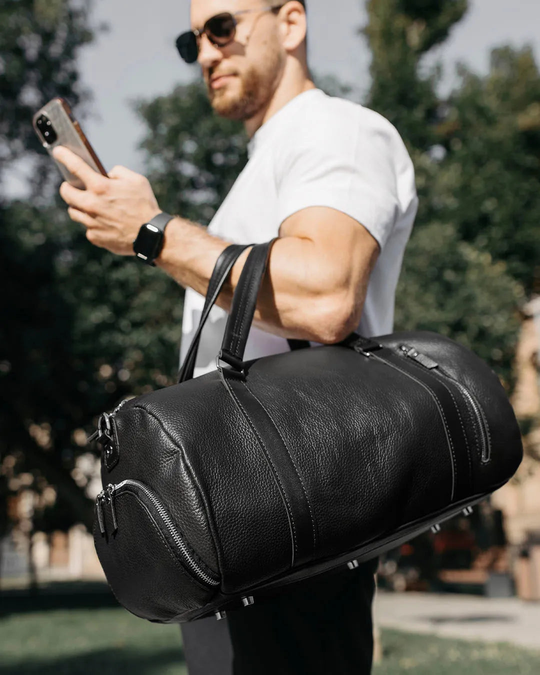 Full Grain Leather Gym & Overnight Bag – Weekender Duffel