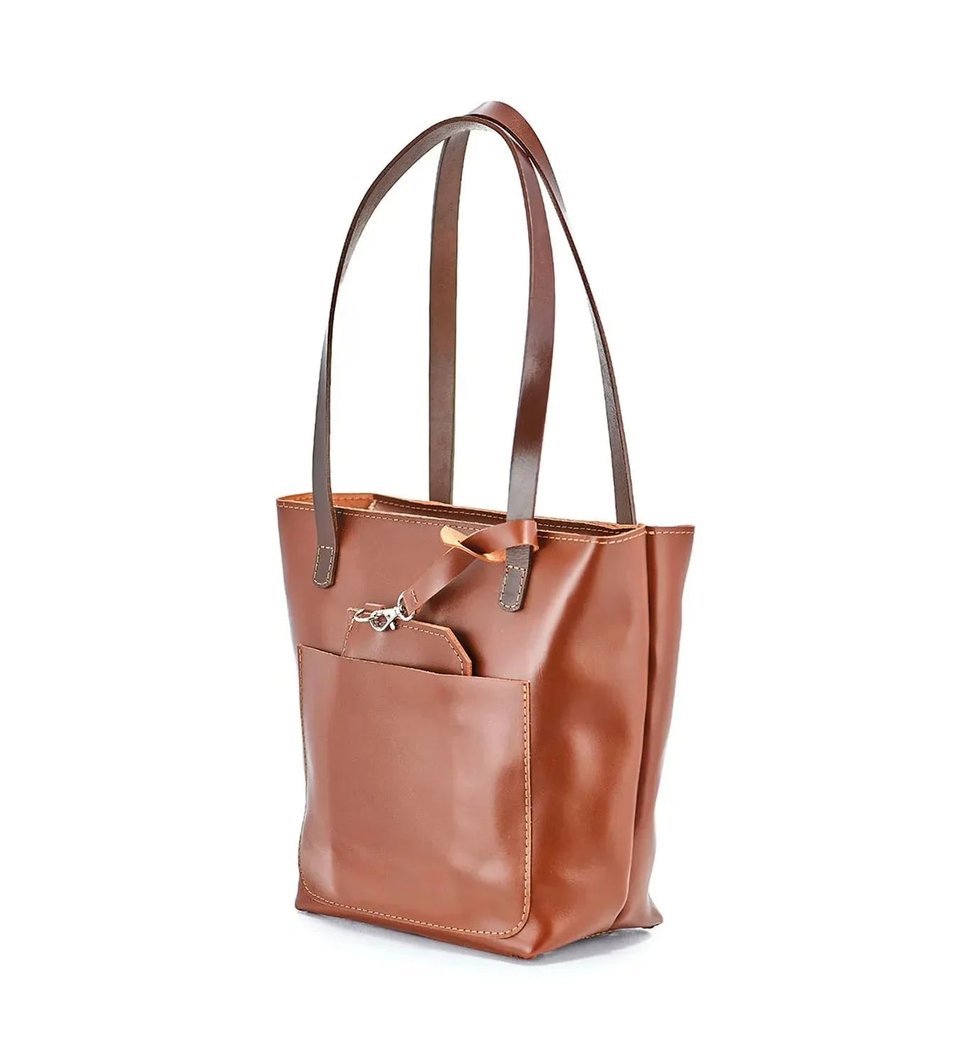 Everyday Smooth Leather Tote Bag with Pouch Inside