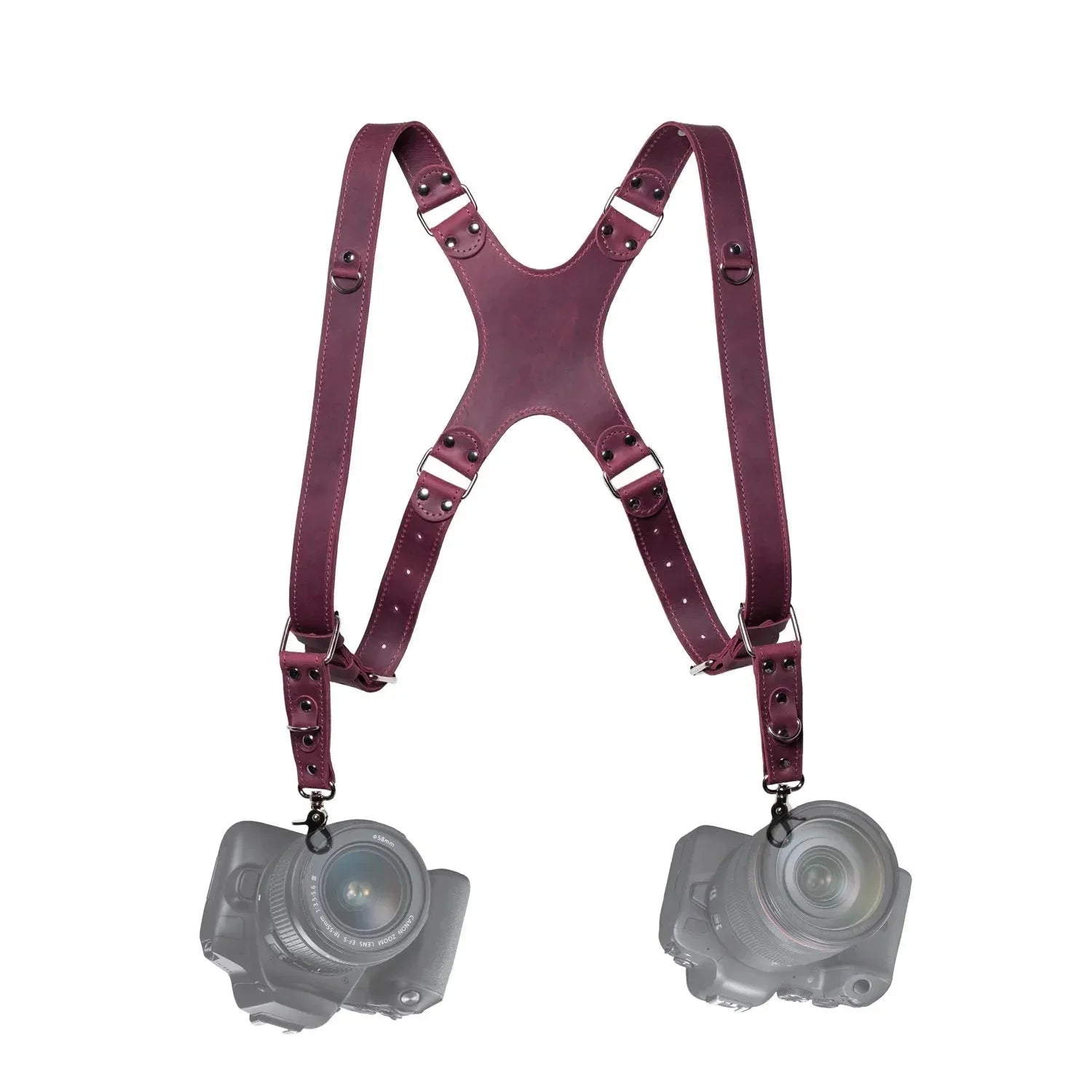 Dual Camera Harness – Matte Leather with Custom Logo Option