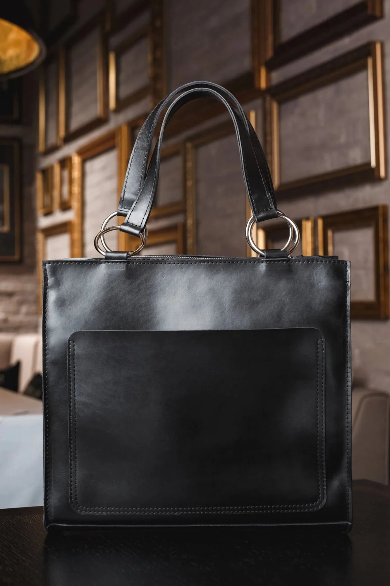 Leather Hadle Tote Bag - Confident | Smooth Black - Wenderfarer