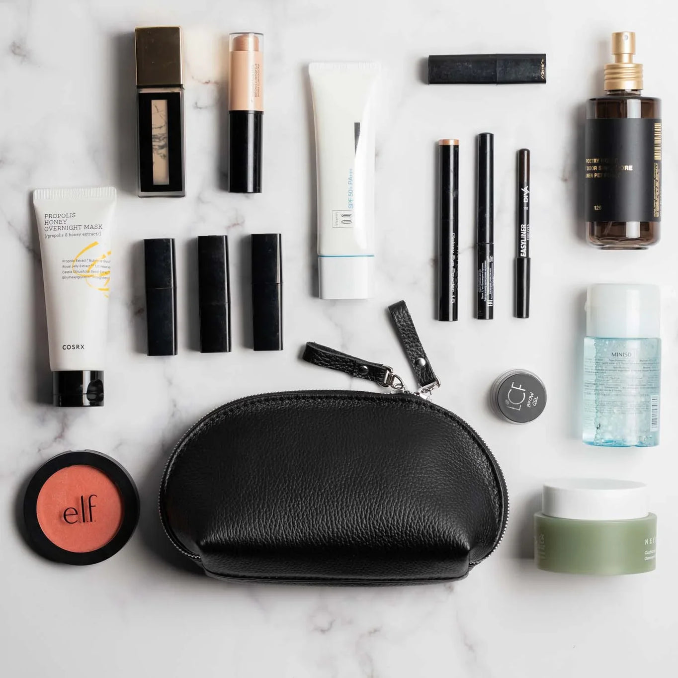 Full Grain Leather Makeup Bag for Women | Mirana