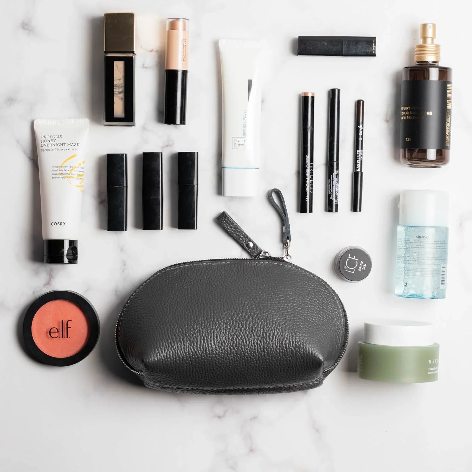 Full Grain Leather Makeup Bag for Women | Mirana