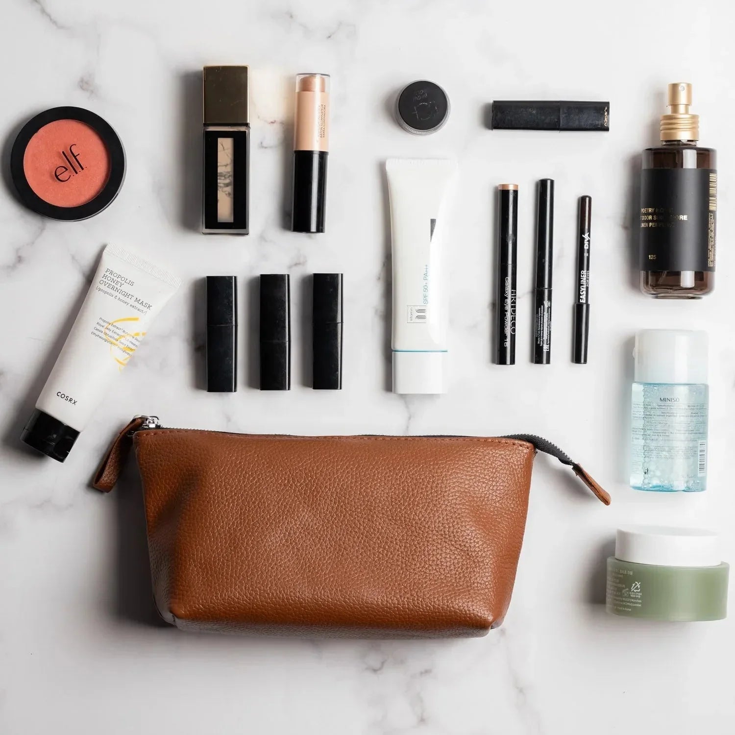 Grainy Leather Cosmetic Bag – Zippered Travel Pouch for Women | Allure