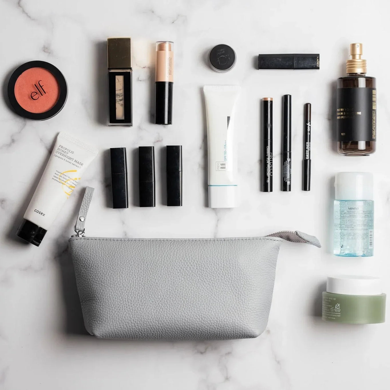 Grainy Leather Cosmetic Bag – Zippered Travel Pouch for Women | Allure