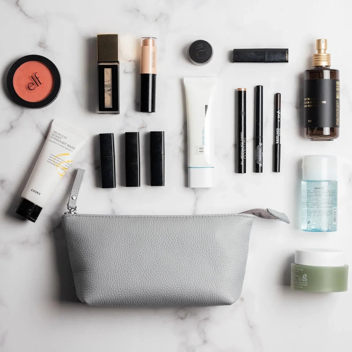 Grainy Leather Cosmetic Bag – Zippered Travel Pouch for Women | Allure