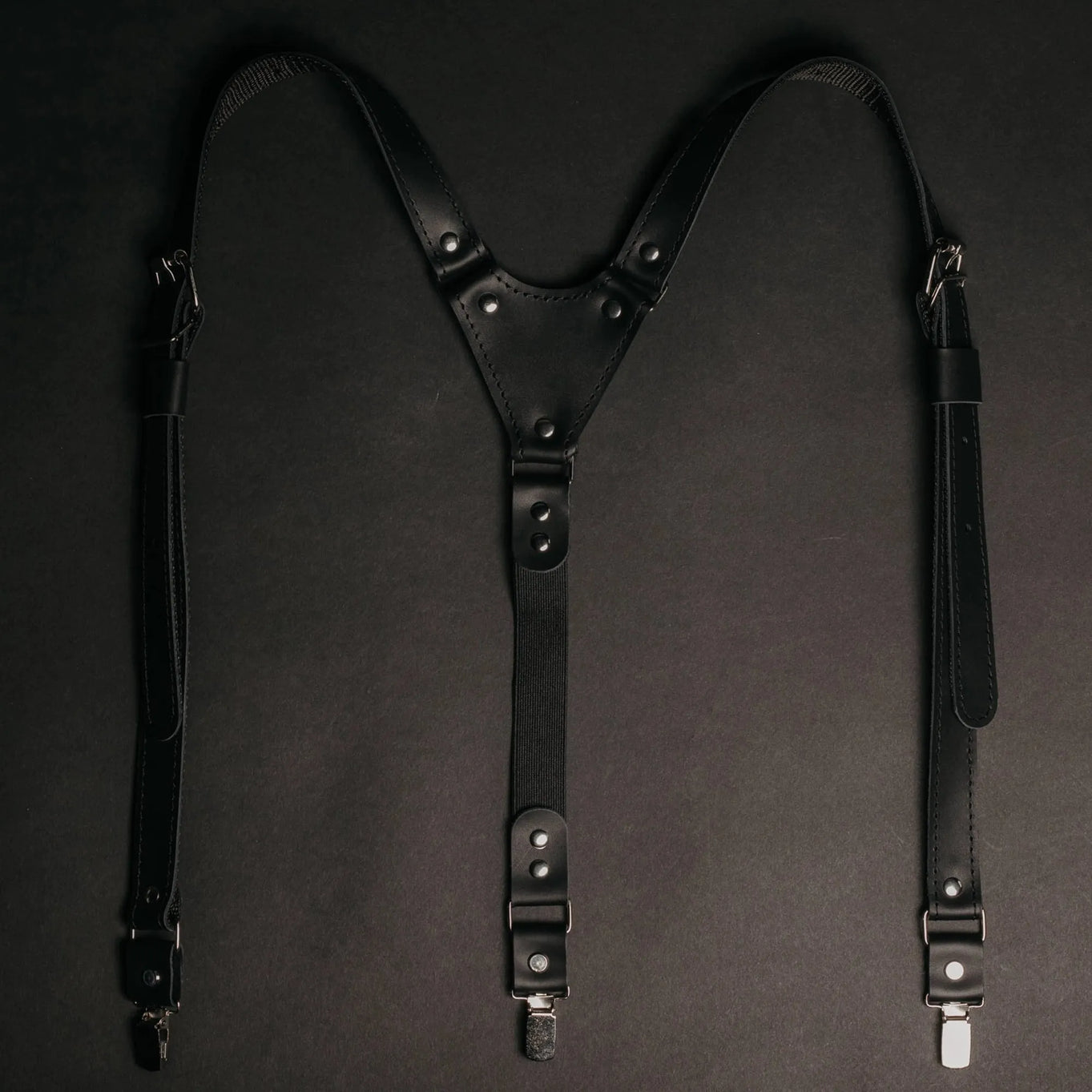 Genuine Leather Suspenders for Men's with Buckle | Black - Wenderfarer