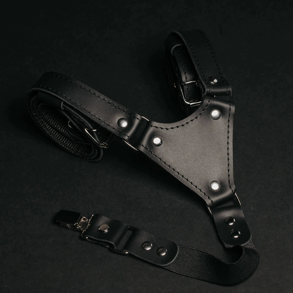 Genuine Leather Suspenders for Men's with Buckle | Black - Wenderfarer