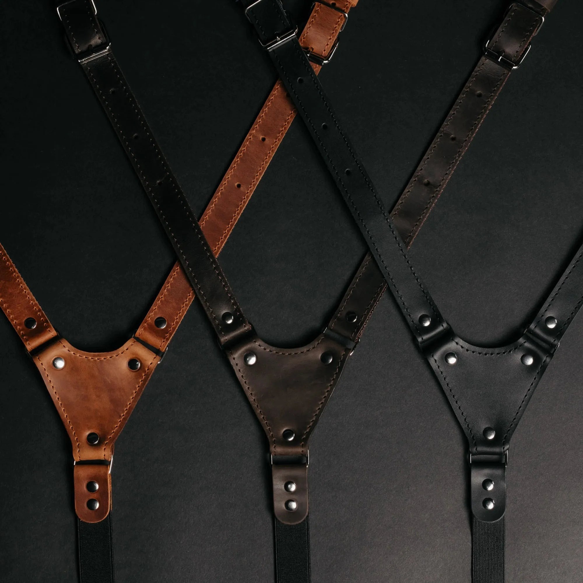 Genuine Leather Suspenders for Men's with Buckle | Black - Wenderfarer