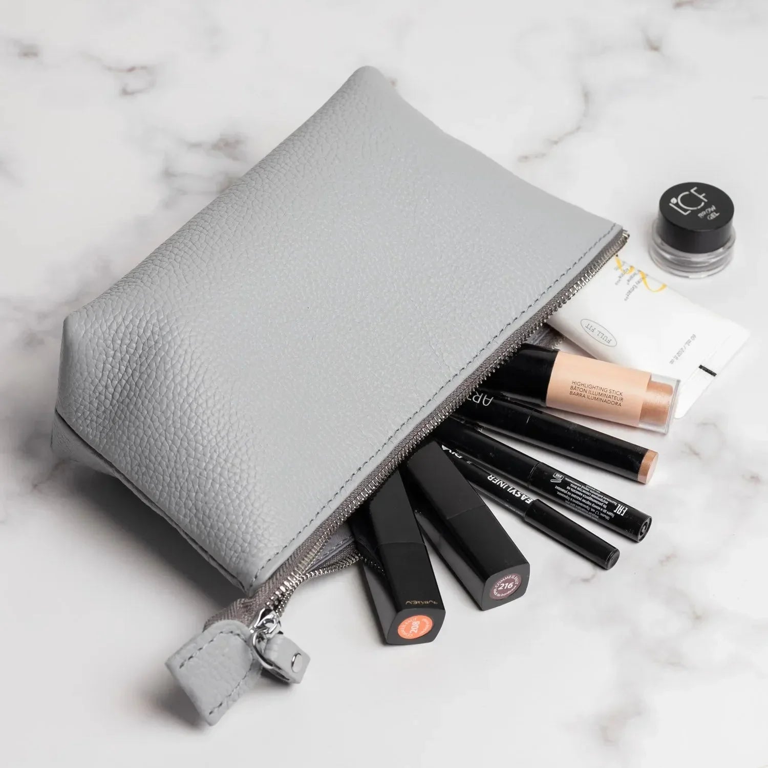 Grainy Leather Cosmetic Bag – Zippered Travel Pouch for Women | Allure