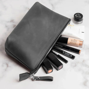 Leather Cosmetic Travel Bag – Matte Waxed Finish | Allure