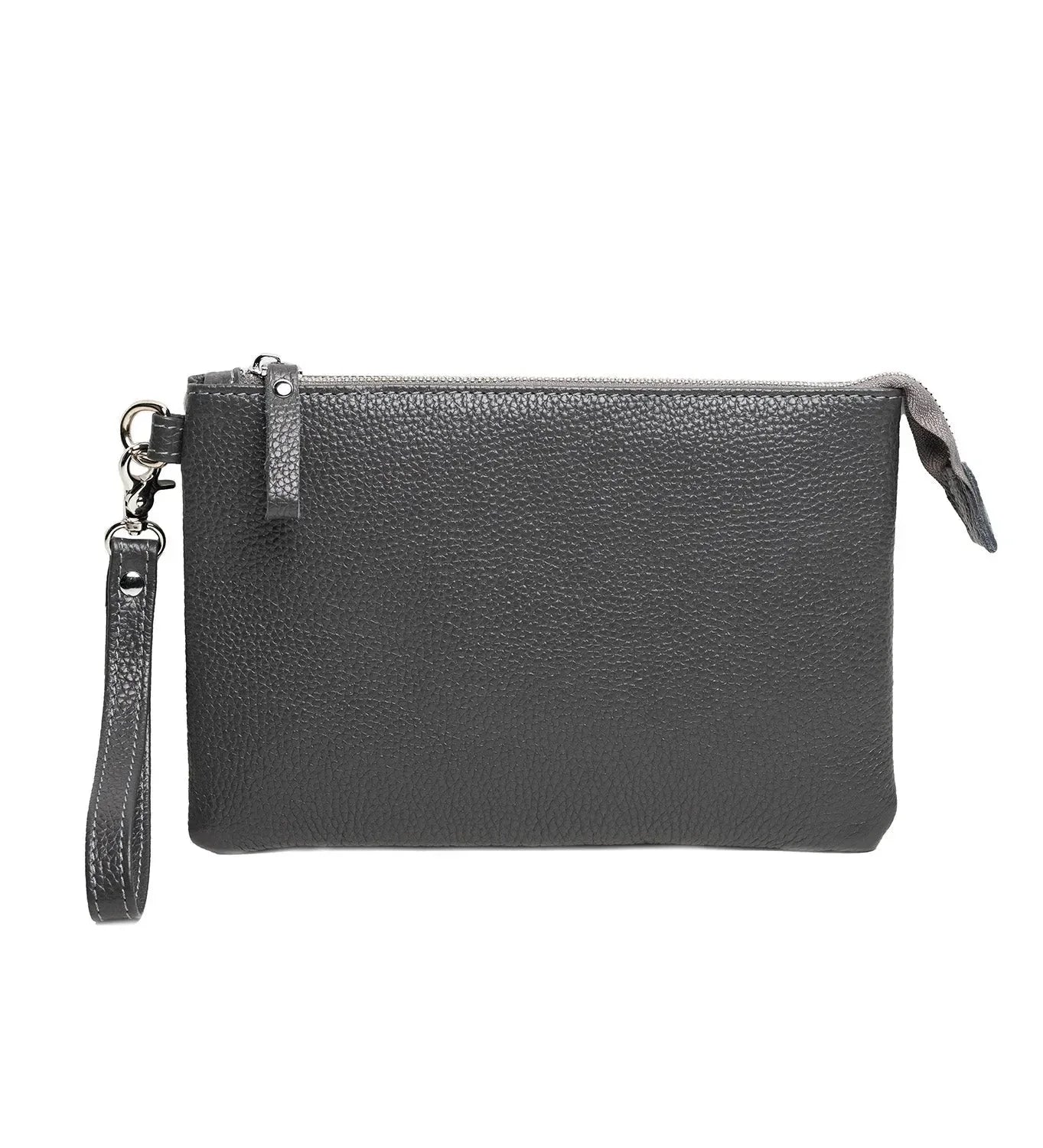 Grainy Leather Clutch with Zipper – 3 Sizes