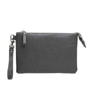 Grainy Leather Clutch with Zipper – 3 Sizes