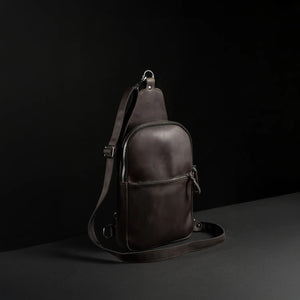 Matte Waxed Leather Sling Bag – Slim Crossbody & Semi-Backpack