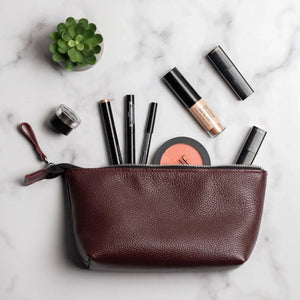Grainy Leather Cosmetic Bag – Zippered Travel Pouch for Women | Allure