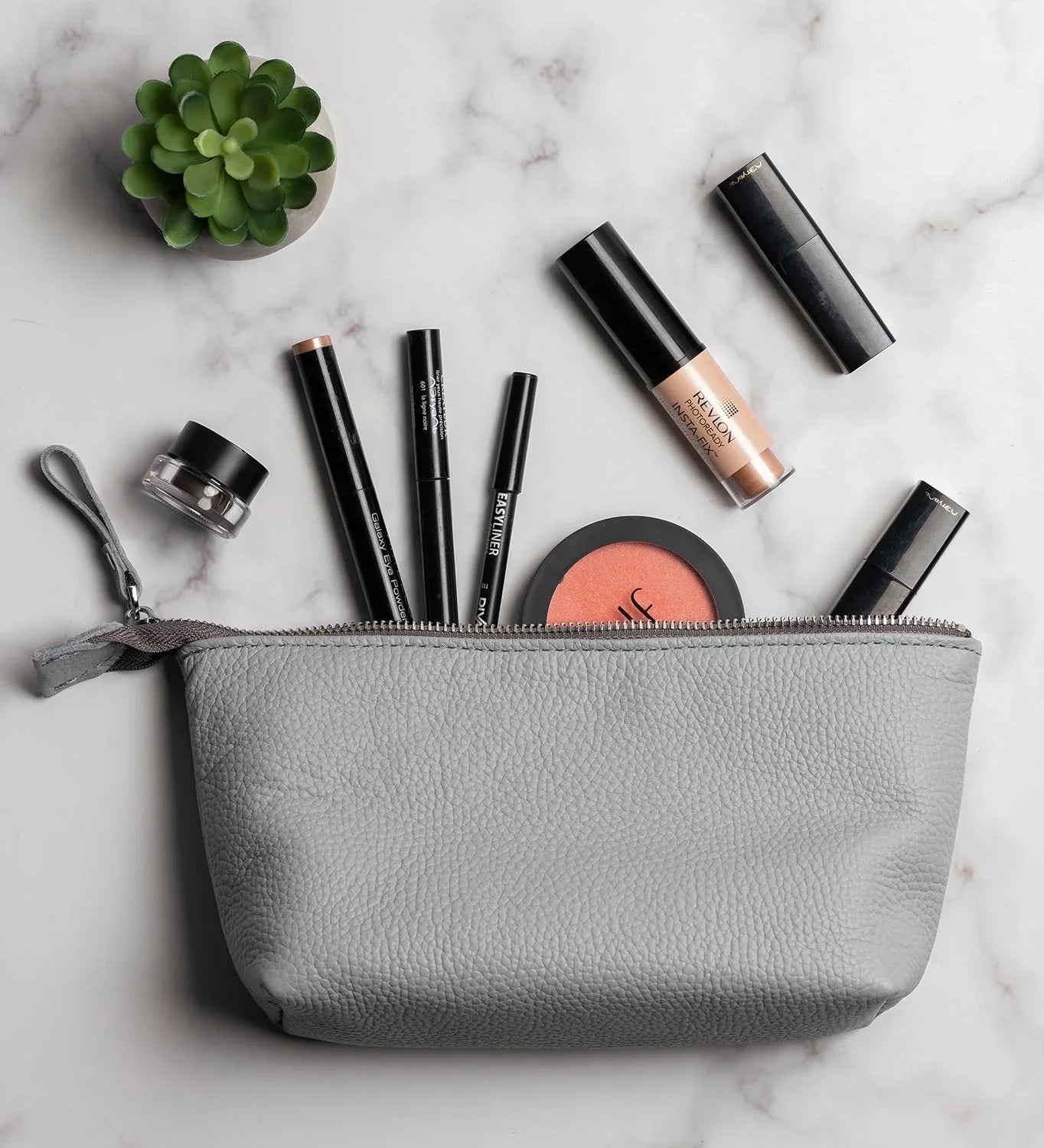 Grainy Leather Cosmetic Bag – Zippered Travel Pouch for Women | Allure