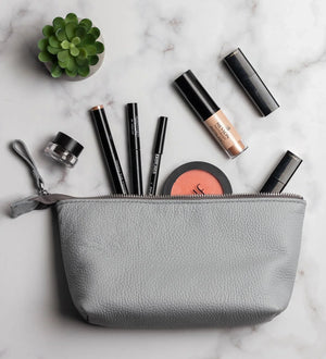 Grainy Leather Cosmetic Bag – Zippered Travel Pouch for Women | Allure