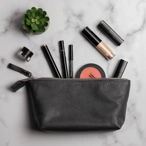 Grainy Leather Cosmetic Bag – Zippered Travel Pouch for Women | Allure