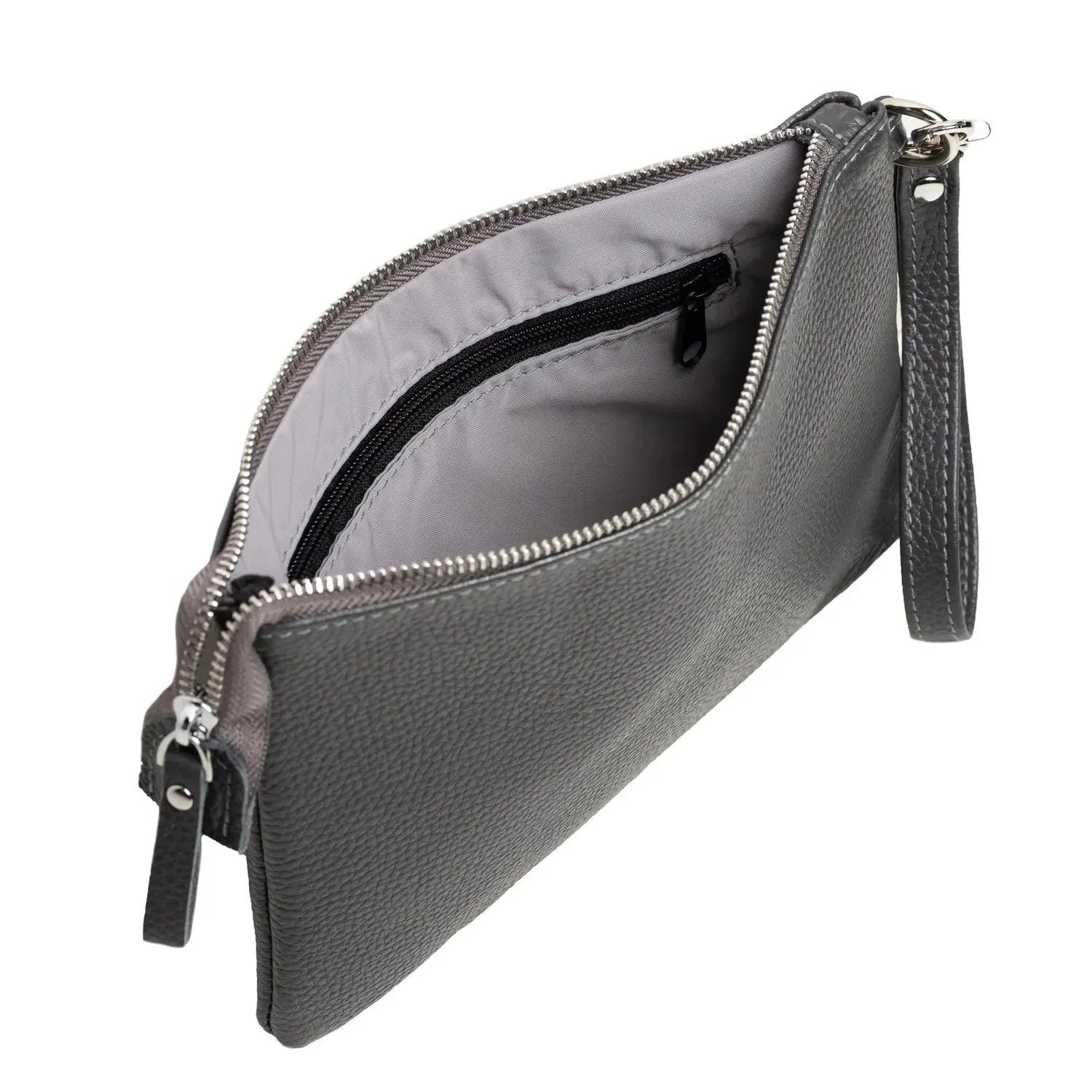 Grainy Leather Clutch with Zipper – 3 Sizes