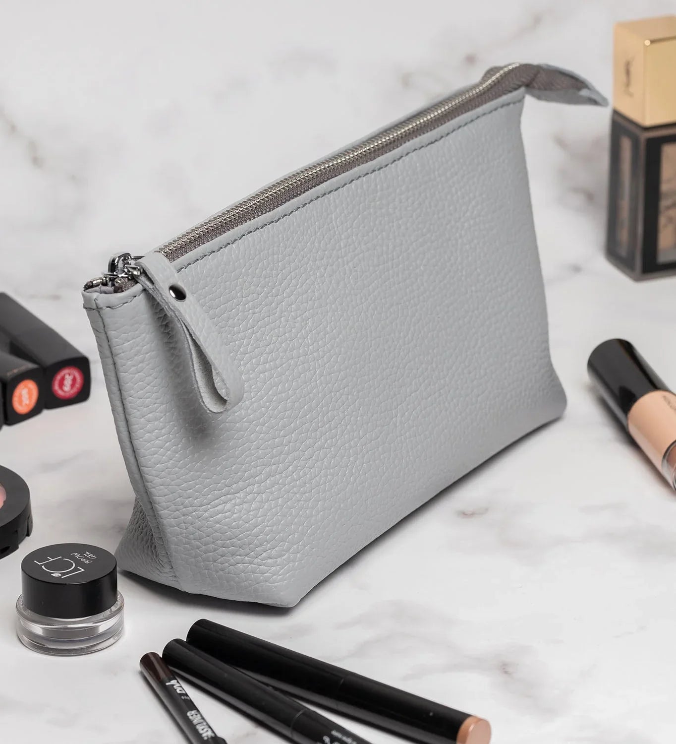 Grainy Leather Cosmetic Bag – Zippered Travel Pouch for Women | Allure